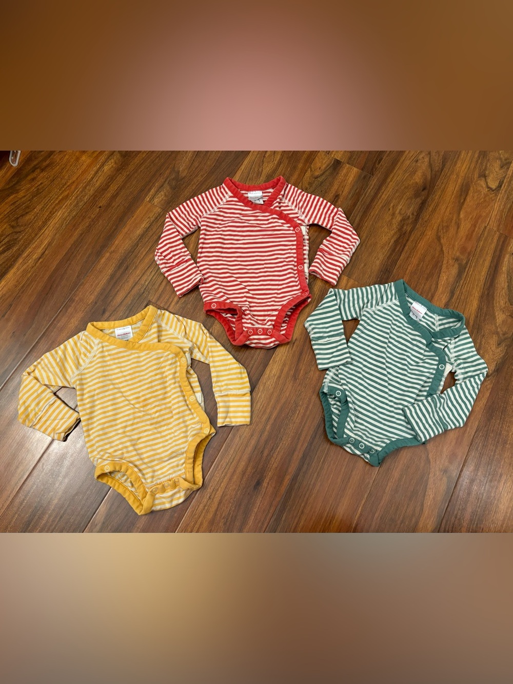 Hanna Andersson Layette Tencel Stripe Crossover Long Sleeve Onesies (3)